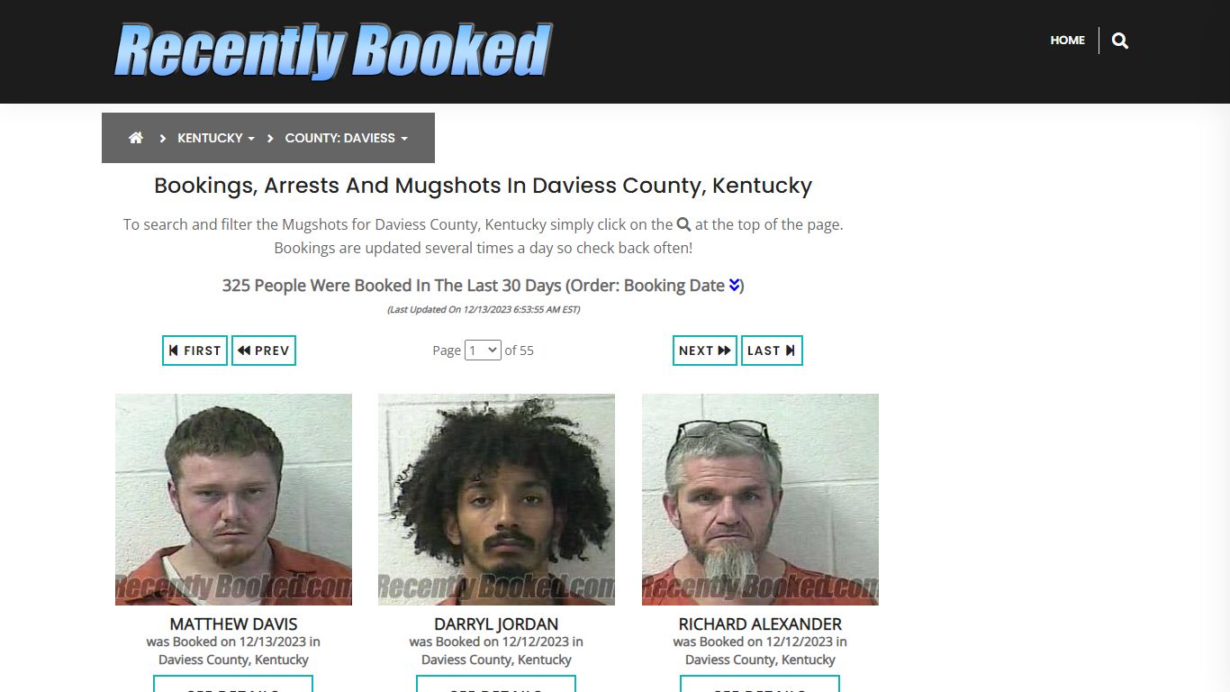 Recent bookings, Arrests, Mugshots in Daviess County, Kentucky